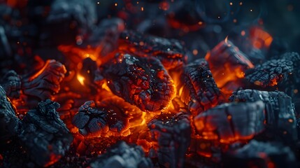 Mesmerizing Glow of Intensely Burning Embers Showcasing the Depth and Vibrancy of Fiery Colors in an Isolated Combustion