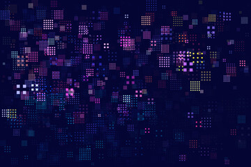 Modern Stylish Glitch Pixels Technology Texture Design for Banners, Web Pages, Presentations. Tech Abstract Cyberpunk Game Background with Random Colorful Squares. Vector Squares Mosaic Pattern.