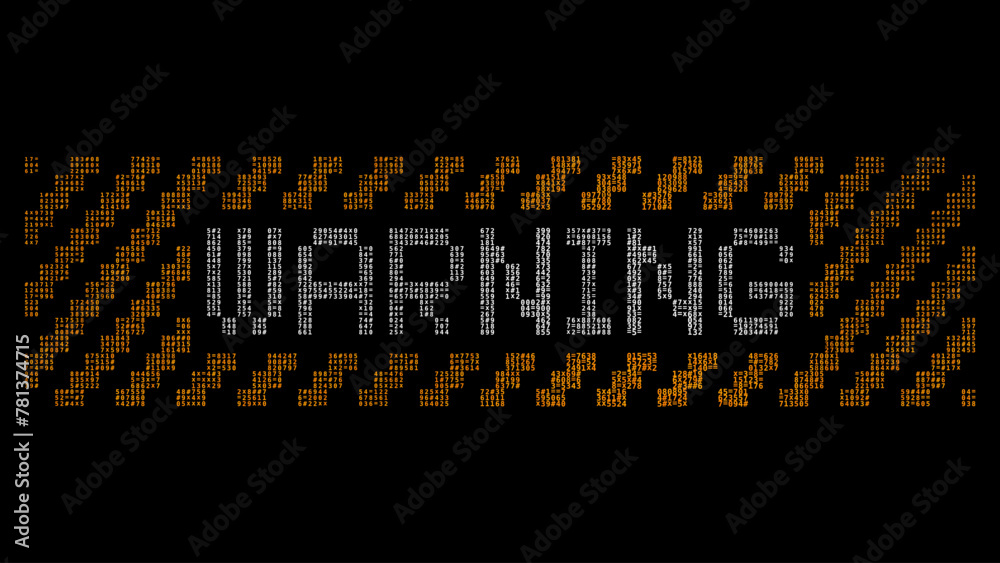 Poster WARNING Danger Sign made of Random Digits. Server Network Hacked Concept. Computer Virus. System Hacked Error Sign. Malware, Ransomware, Data Breach Concept. Vector Illustration.