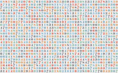 Mathematics Background - Different Numbers in Random Pattern with Random Highlights. Colorful School Pattern for Children. Multicolor Math Physics Code Vector Illustration.