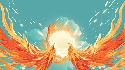 Fototapeta na wymiar Conceptual illustration of a phoenix rising