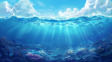 Ocean or sea undersea background - obrazy, fototapety, plakaty