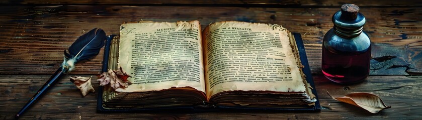 Obraz premium Antique Literary Composition with Quill and Ink