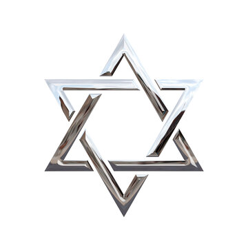 Star of David 3D Silver Chrome Transparent Background Luxury Jewish Symbol Passover Element