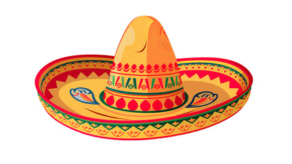 Cinco De Mayo hat, Mexican sombrero hat, PNG, transparent background, Generative ai