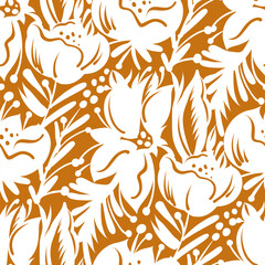 Monochrome  seamless pattern with flowers.  Vector - 781379579