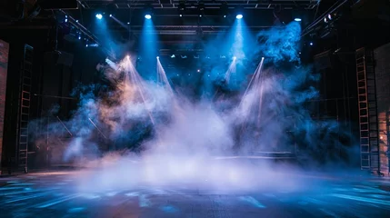 Fotobehang Dramatic stage lights cut through smoke, setting the scene for a play © Shutter2U