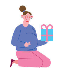 gender reveal pregnant woman happy - 781381915