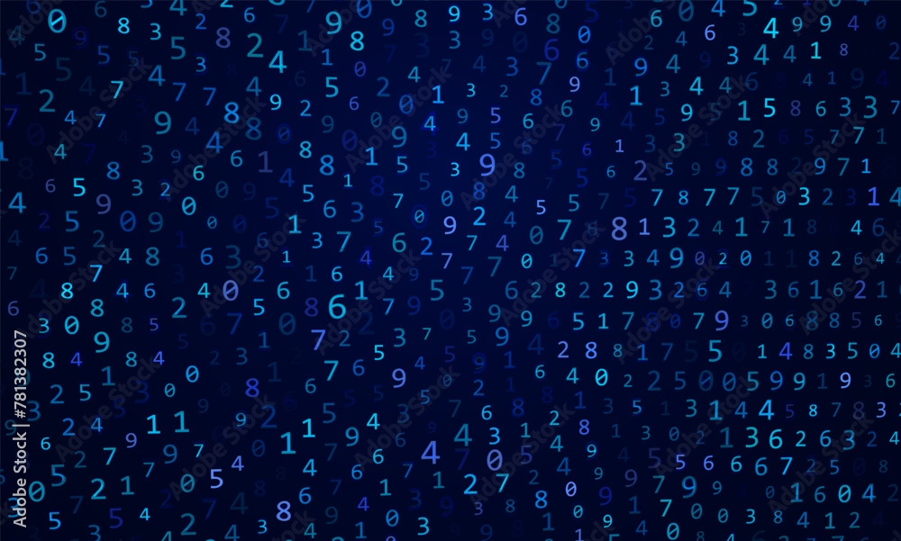 Aufkleber Blue Mathematical Digits Symbols Pattern. Math Design Elements Background. Medical Tech Background. Abstract Digital Circles of Numbers. Vector Illustration.