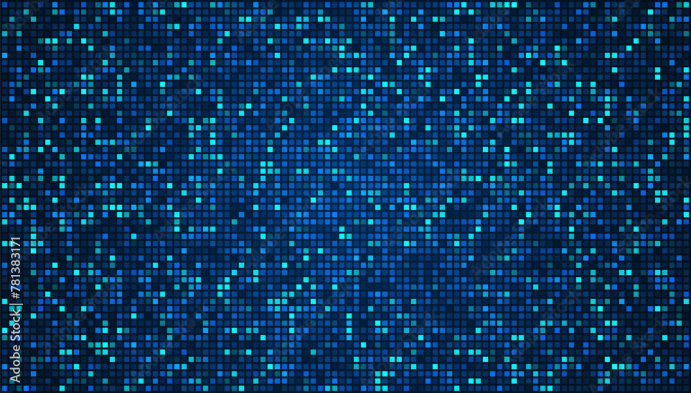 Aufkleber Digital Pixel Explosion. Abstract Virtual Cyber Space Data Flow. Halftone Pixel Effect Round Explosion. Vector Illustration.