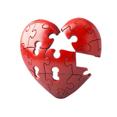 heart puzzle 3D Jigsaw Symbolizing love  Teamwork and Success in Connecting Pieces for Business Solutions 