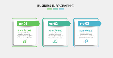 Modern business infographic template with 3 options or steps	