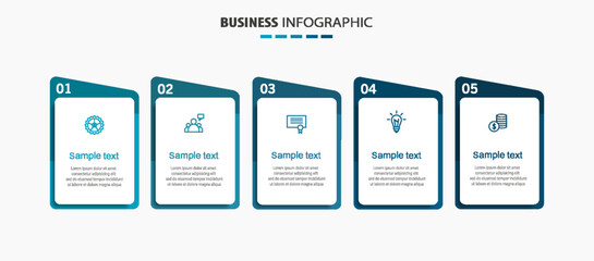 Business infographic template with 5 options or steps. Can be used for workflow layout, diagram, annual report, web design