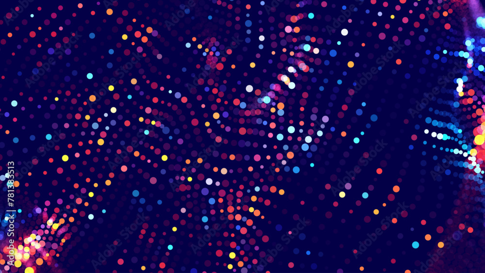 Poster Abstract Cosmic Bokeh Background, Galaxy Space Blurry Backdrop. Complex Visual Data Background. Abstract Data Flowing. Vector Illustration.