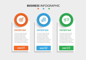 Modern business infographic template with 3 options or steps	