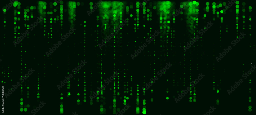 Aufkleber Green Matrix Digital Data Flow Vector Background. Big Data Technology Lines. Data Transmission Concept. High Speed Internet. Information Matrix Flow in Virtual Reality Cyberspace. Vector Illustration.