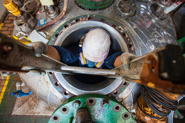 Male into work inspection process chemical into chemical stainless