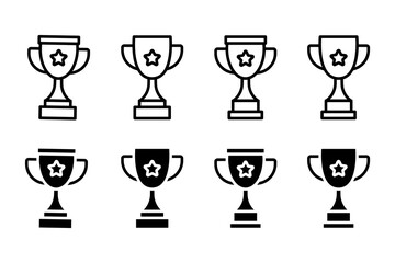 Award icon vector set. Outline trophy cup symbol