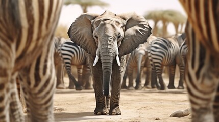 African Elephants - obrazy, fototapety, plakaty