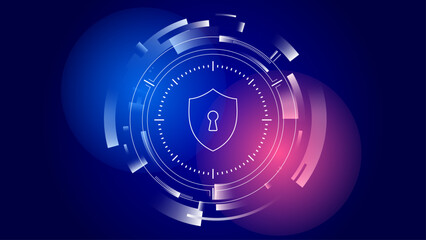 Cyber digital security technology concept, Shield With Keyhole, personal data background vector image material