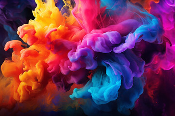 Colorful rainbow holi paint color powder explosion background. generated by AI