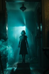 Suspenseful scene in a thriller movie, highlighted by stark lighting