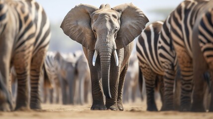 African Elephants - obrazy, fototapety, plakaty