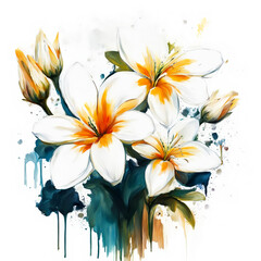 bright wildflowers. a bouquet of beautiful flowers. drawing with oil paints. illustration. artificial intelligence generator, AI, neural network image. background for the design.