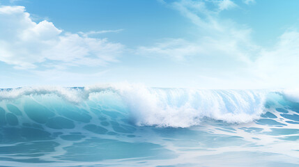 Capturing the Majestic Dance of Blue and White Waves Over the Vast Ocean under blue sky - obrazy, fototapety, plakaty