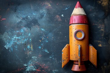 Rocket ship from pencils on a chalkboard sparks imaginations and fuels exploration.