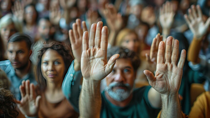 Group of People Raising Hands in the Air