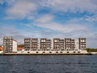 Contemporary waterfront apartments by Limfjord in Norresundby, Aalborg, Nordjylland, Denmark