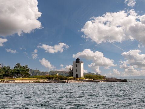 Baagoe or Bago island lighthouse in Little Belt, Southern Denmark