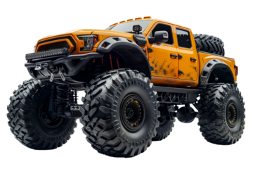 Dirty monster truck isolated on transparent background