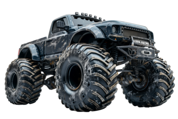 Dirty monster truck isolated on transparent background