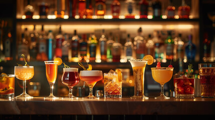 Artisanal Cocktail Selection on Bar Counter