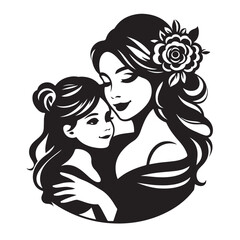 Mother daughter silhouette,Mother son, silhouette, vector files, EPS, Mather's day,