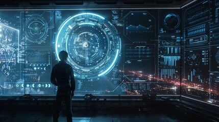 Obraz premium Generate a visual narrative of a futuristic cyber frontier