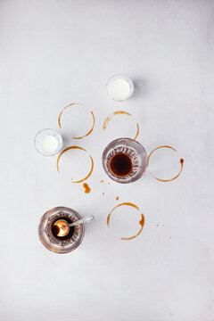 Coffee cups and coffee stains