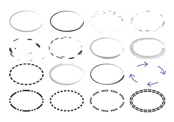 Formas elípticas en tonos grises con diferentes bordes