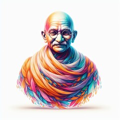 mahatma gandhi illustration on white