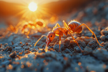 Exploring Nature's Tiniest Workers, Ants in the Wild - obrazy, fototapety, plakaty