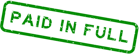 Grunge green paid in full word square rubber seal stamp on white background © bankrx