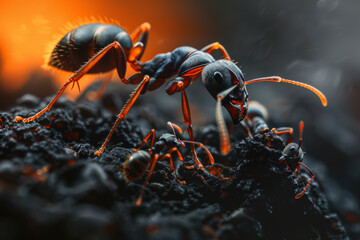 Ants Crawling in Their Habitat - obrazy, fototapety, plakaty
