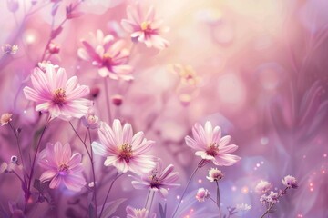 Soft pink flowers create a delicate background pattern, perfect for postcards or gifts on 8th March