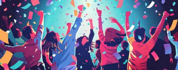 Vector illustration showcasing the excitement and happiness of a party scene.