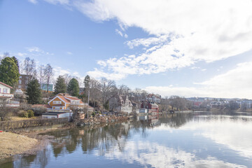 Walking along Nidelven (River) in a Spring mood in Trondheim city - 781403522