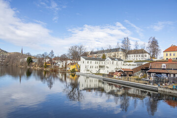 Walking along Nidelven (River) in a Spring mood in Trondheim city - 781403534