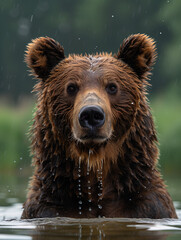 brown grizzly bear close up portrait