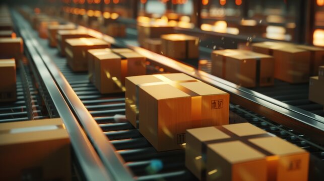 A logistic center's close-up, where every parcel is a promise of timely delivery to retailers, depicted in high-definition 4k